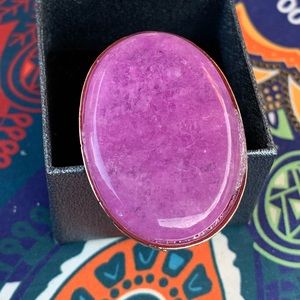 New! Alchemy63 Handmade Pink Agate Ring (OS)
